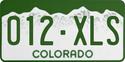 CO license plate 012XLS