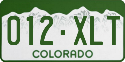 CO license plate 012XLT