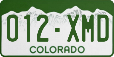 CO license plate 012XMD