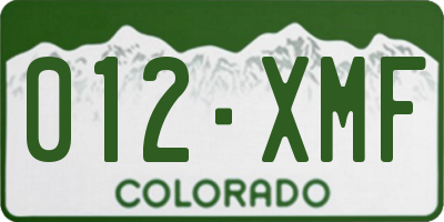 CO license plate 012XMF