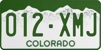 CO license plate 012XMJ