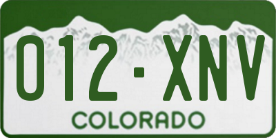 CO license plate 012XNV