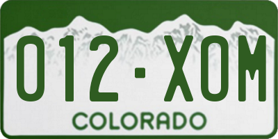 CO license plate 012XOM