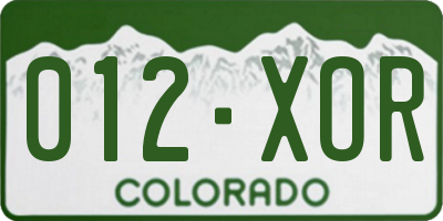 CO license plate 012XOR