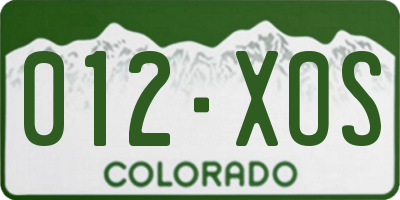 CO license plate 012XOS