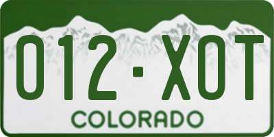 CO license plate 012XOT
