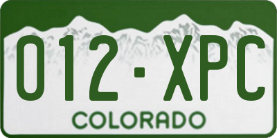 CO license plate 012XPC