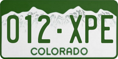 CO license plate 012XPE