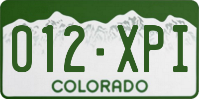 CO license plate 012XPI