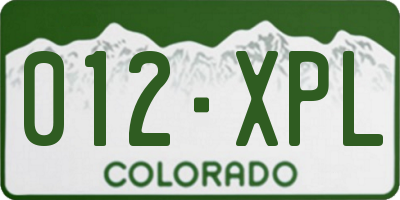 CO license plate 012XPL