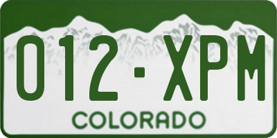 CO license plate 012XPM
