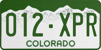 CO license plate 012XPR