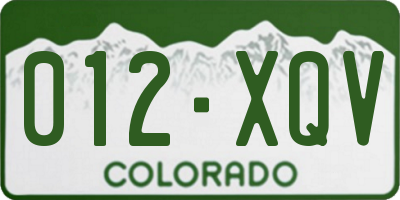 CO license plate 012XQV