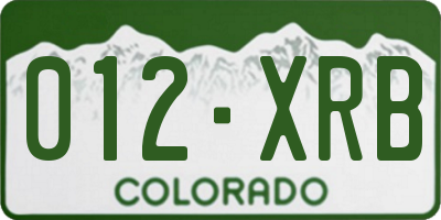 CO license plate 012XRB