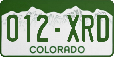 CO license plate 012XRD
