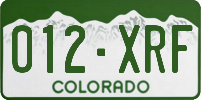 CO license plate 012XRF