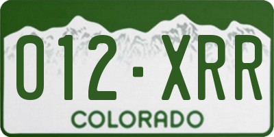 CO license plate 012XRR