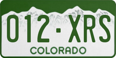 CO license plate 012XRS