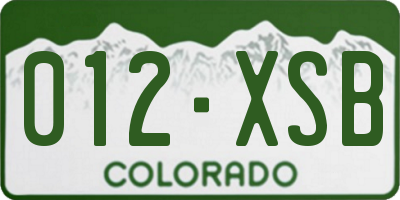 CO license plate 012XSB
