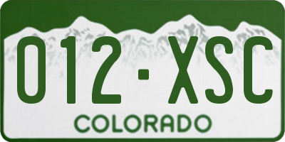 CO license plate 012XSC