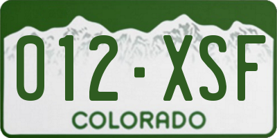CO license plate 012XSF