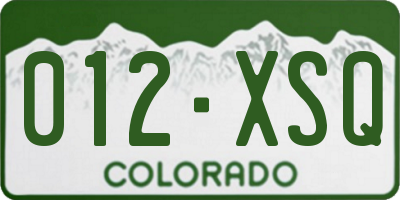 CO license plate 012XSQ