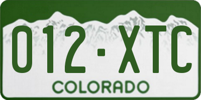 CO license plate 012XTC