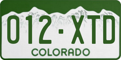 CO license plate 012XTD
