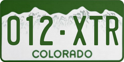 CO license plate 012XTR