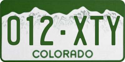 CO license plate 012XTY