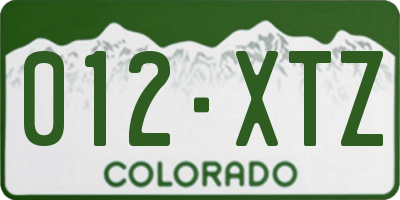 CO license plate 012XTZ