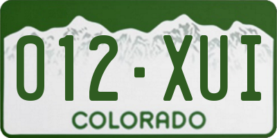 CO license plate 012XUI