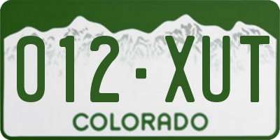 CO license plate 012XUT
