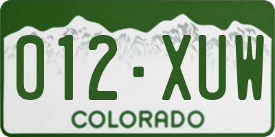 CO license plate 012XUW