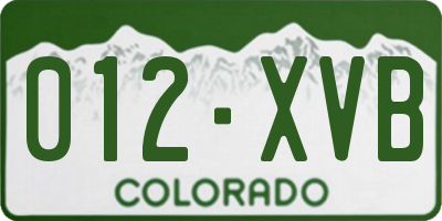CO license plate 012XVB