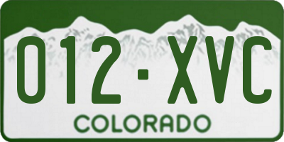 CO license plate 012XVC