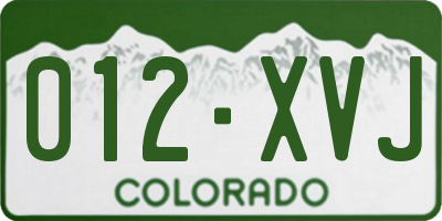 CO license plate 012XVJ