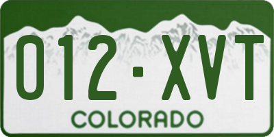 CO license plate 012XVT