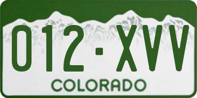 CO license plate 012XVV
