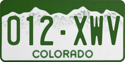CO license plate 012XWV