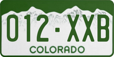 CO license plate 012XXB