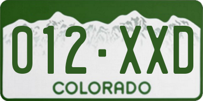 CO license plate 012XXD