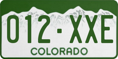 CO license plate 012XXE
