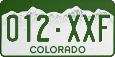 CO license plate 012XXF
