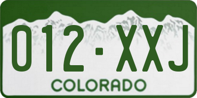 CO license plate 012XXJ