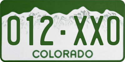 CO license plate 012XXO