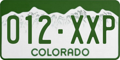 CO license plate 012XXP