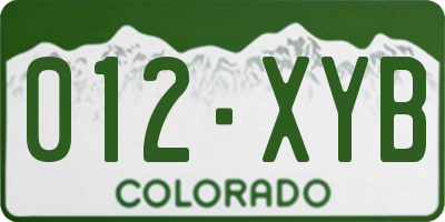 CO license plate 012XYB