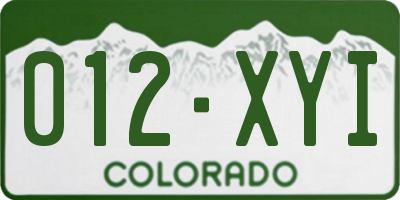 CO license plate 012XYI