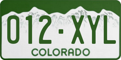 CO license plate 012XYL